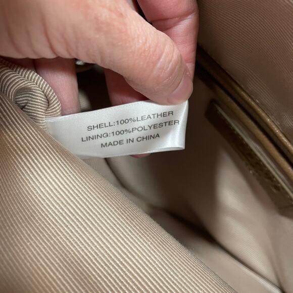 Talbots Tan Leather Satchel Handbag Large Pebbled Multi Zip Compartments NWOT - Picture 11 of 11